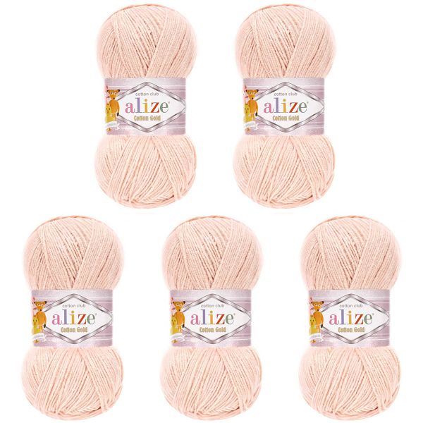 Пряжа Alize (Ализе) Cotton Gold / уп.5 мот. по 100 г, 330м, 161 пудра A