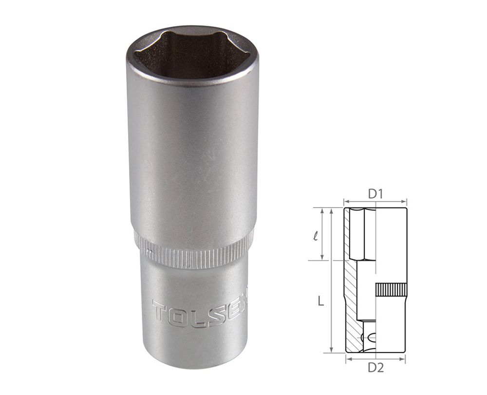 TOLSEN (TT16566) Головка торцевая глубокая шестигранная 1/2", 16 мм TOLSEN (TT16566) Головка торцевая глубокая шестигранная 1/2", 16 мм