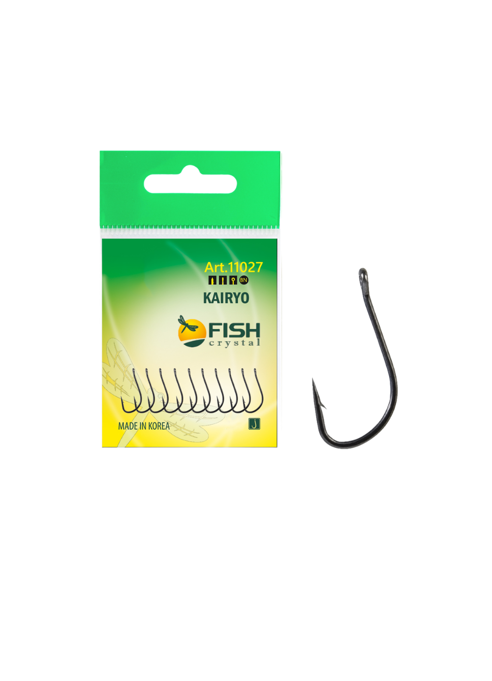 Крючок рыболовный Fish Crystal KAIRYO 11027 с ушком №7 (5 упаковок)