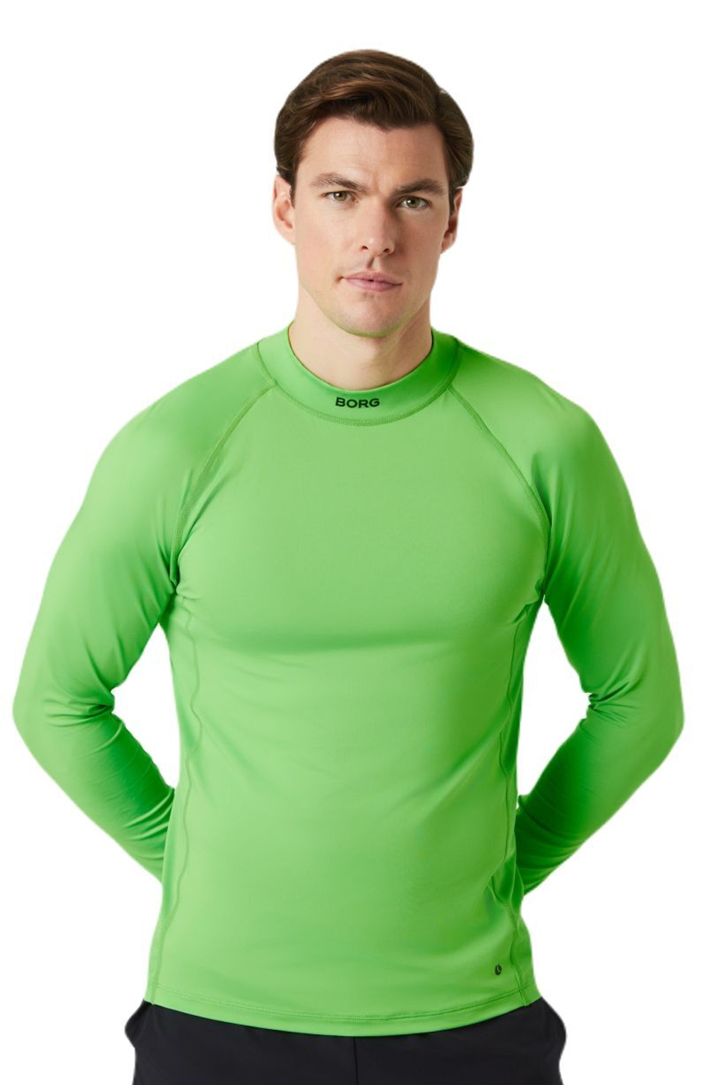 Мужская теннисная футболка теннисная Björn Borg Mock Neck Long Sleeve - зеленый