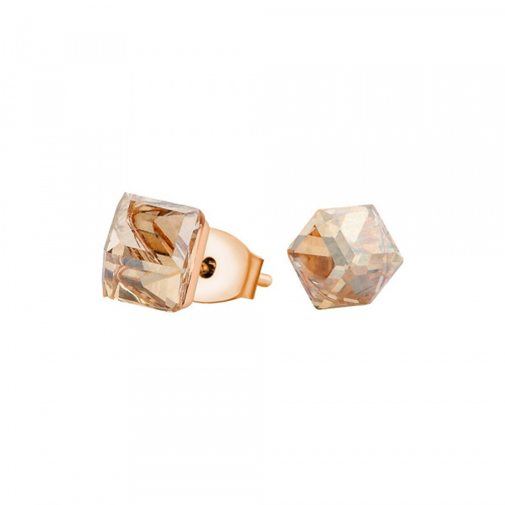 Серьги-пусеты Fiore Luna Crystal Golden Shadow SWE1127/1 CGS RG
