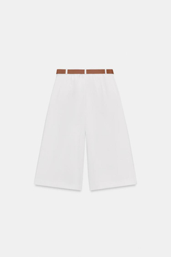 ZARA ДЛИННЫЕ ШОРТЫ С РЕМНЕМ, ЖЕЛТОВАТО-БЕЛЫЙ