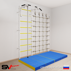 Шведская стенка Sv Sport усиленная 60940 (Турник стандарт/Канат/Мат 2м/Канатный лаз)