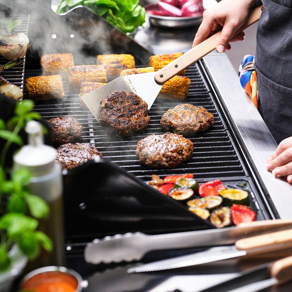 IKEA GRILLTIDER  (ИКЕА ГРИЛЛТИДЕР)  -  Набор аксессуаров для гриля, 3 предмета - нержавеющая сталь/бук