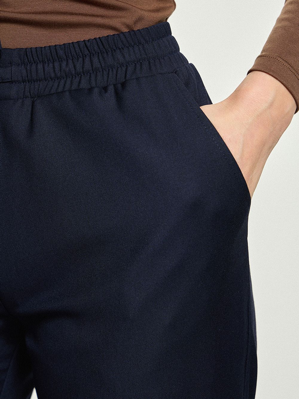 Брюки Чинос на резинке синие смесовая шерсть
