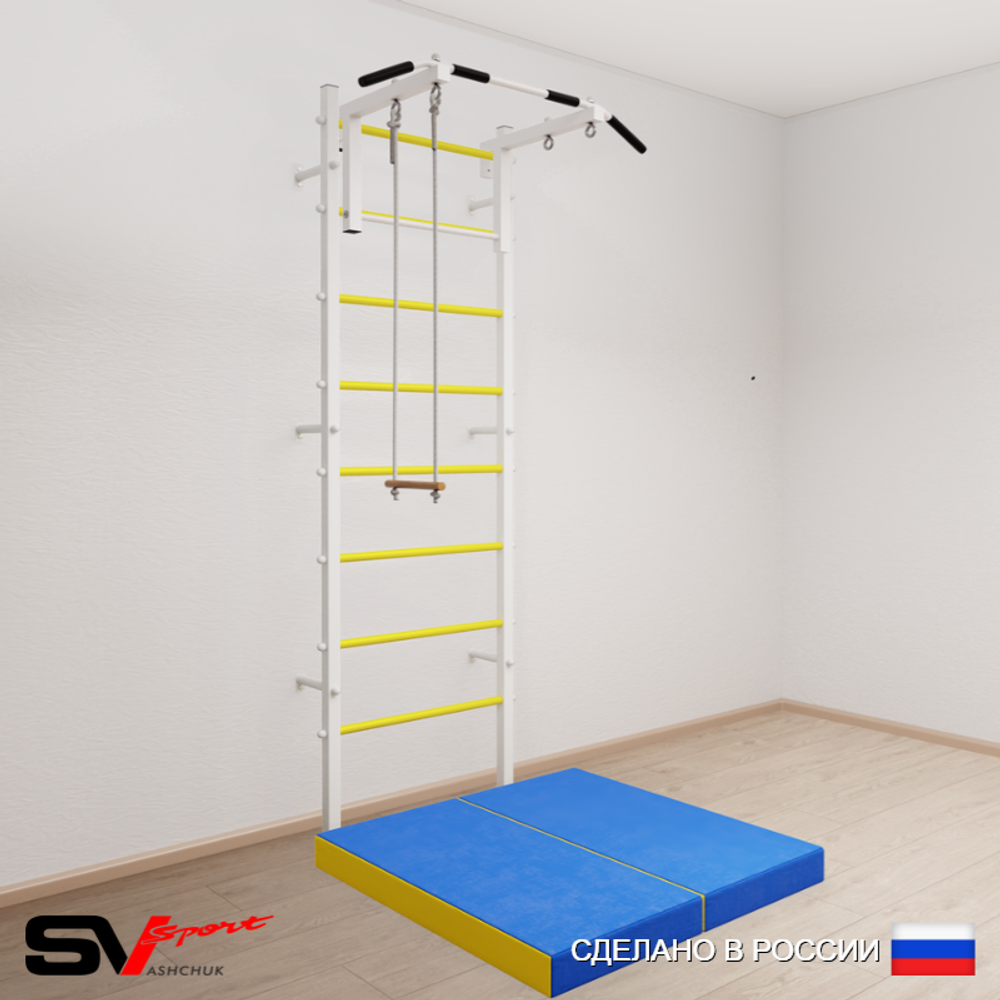 Шведская стенка Sv Sport усиленная 6124 (Турник стандарт/Трапеция/Мат 1м)