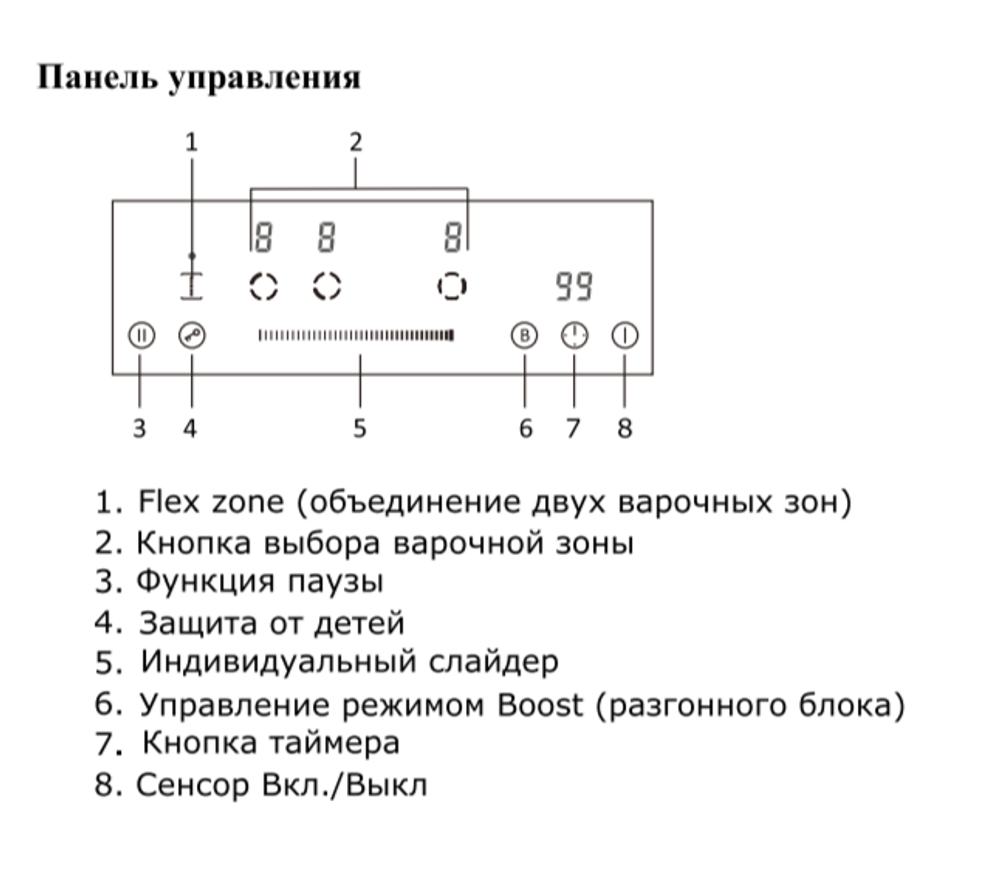 Индукционная варочная панель 3 конфорки, непрерывный нагрев, инвертор, Расширенная зона нагрева, Booster, черная, 6200Вт, MACBI
