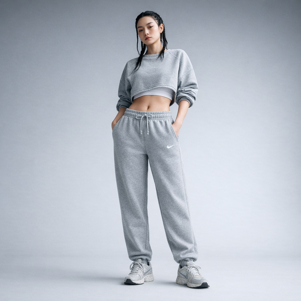 Женские теннисные брюки Nike Sportswear Phoenix Fleece - dark grey heather/sail