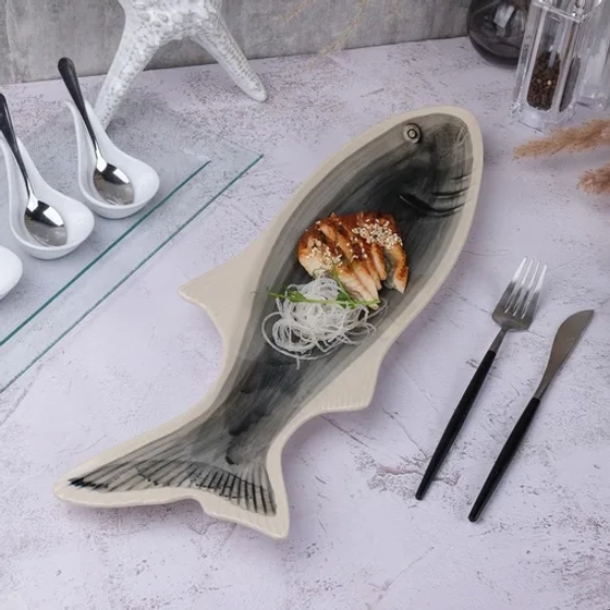 Блюдо овальное 47*15 см h3,5 см Рыба Gray Fish Frutti di Mare P.L. [1]