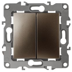 12-1106-13 ЭРА Переключатель двойной, 10АХ-250В, IP20, Эра12, бронза | Эра 12