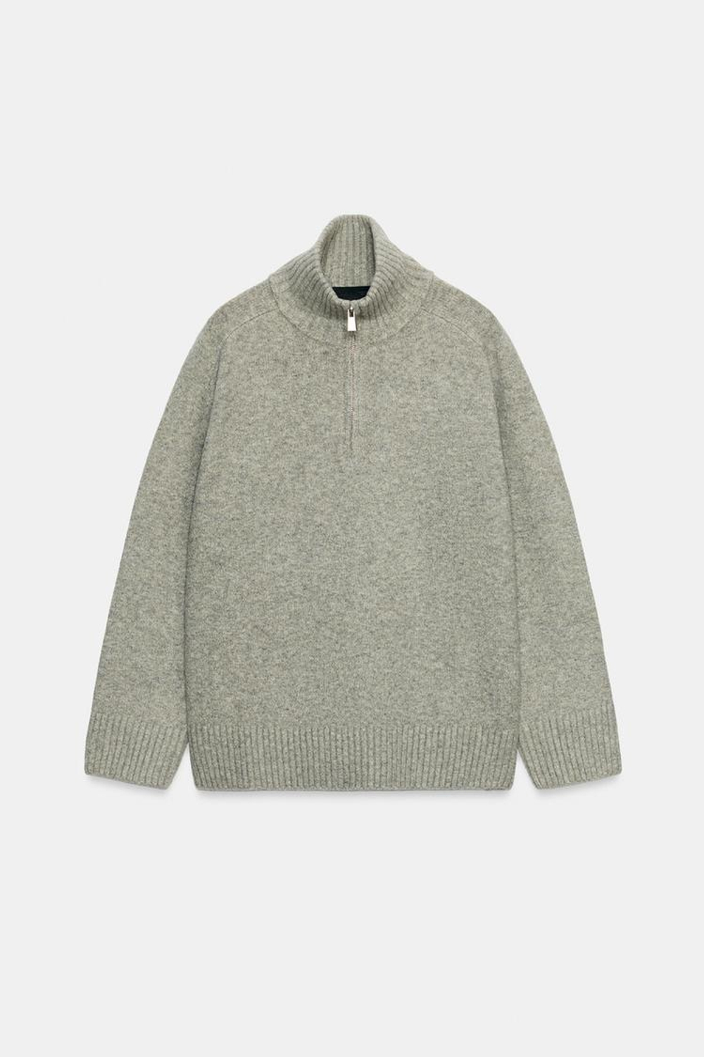 ZARA СВИТЕР ИЗ МЯГКОГО ТРИКОТАЖА, СЕРЫЙ МЕЛАНЖ