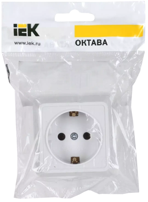 IEK Октава Белый Розетка 1-местная с зазем. контактами открытая установка 16А РС20-3-ОБ ERO11-K01-16-DC