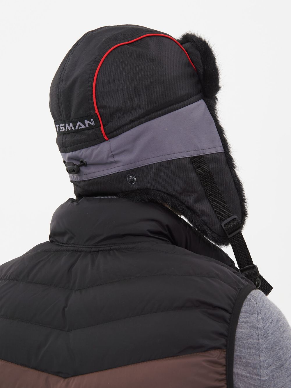 Шапка ушанка зимняя Siberia ткань Breathable цвет Серый/Черный иск. мех Норка