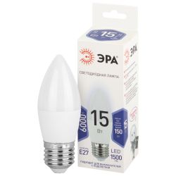 Лампа светодиодная ЭРА STD LED B35-15W-860-E27 15Вт свеча холодный свет Е27 | Лампы cветодиодные Свеча (B/C)