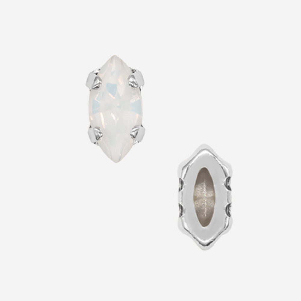 Кристалл Маркиз (Marquise Fancy Stone) в цапах, оттенок "Белый Опал"/"White Opal", 6*3мм, родирование