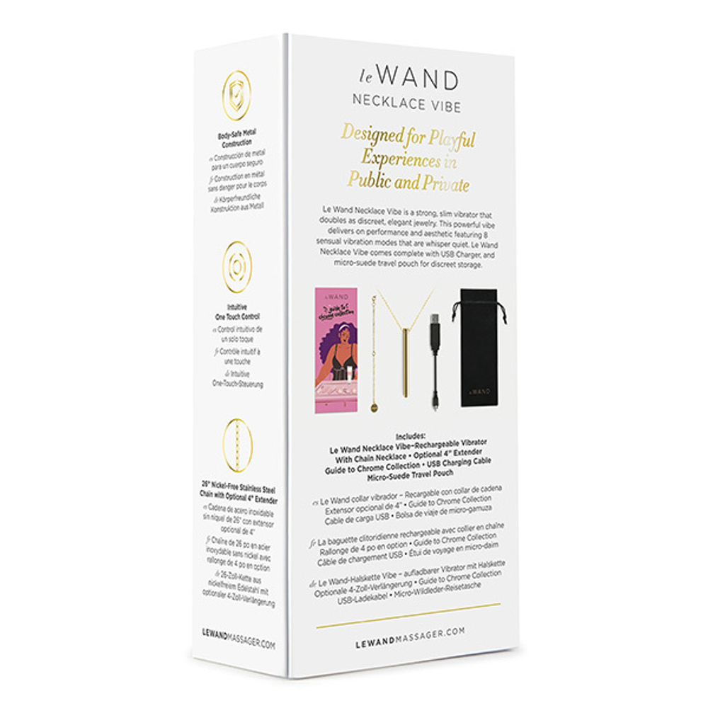 Золотистый вибростимулятор-кулон 9,5см на цепочке Le Wand Vibrating Necklace Gold LW-047-GD