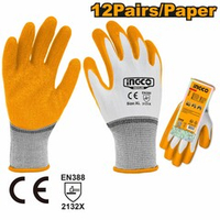 Перчатки XL хлопковые с рельефным латексным покрытием SUPER INGCO HGVL06