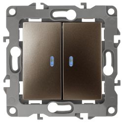 12-1106-13 ЭРА Переключатель двойной, 10АХ-250В, IP20, Эра12, бронза | Эра 12