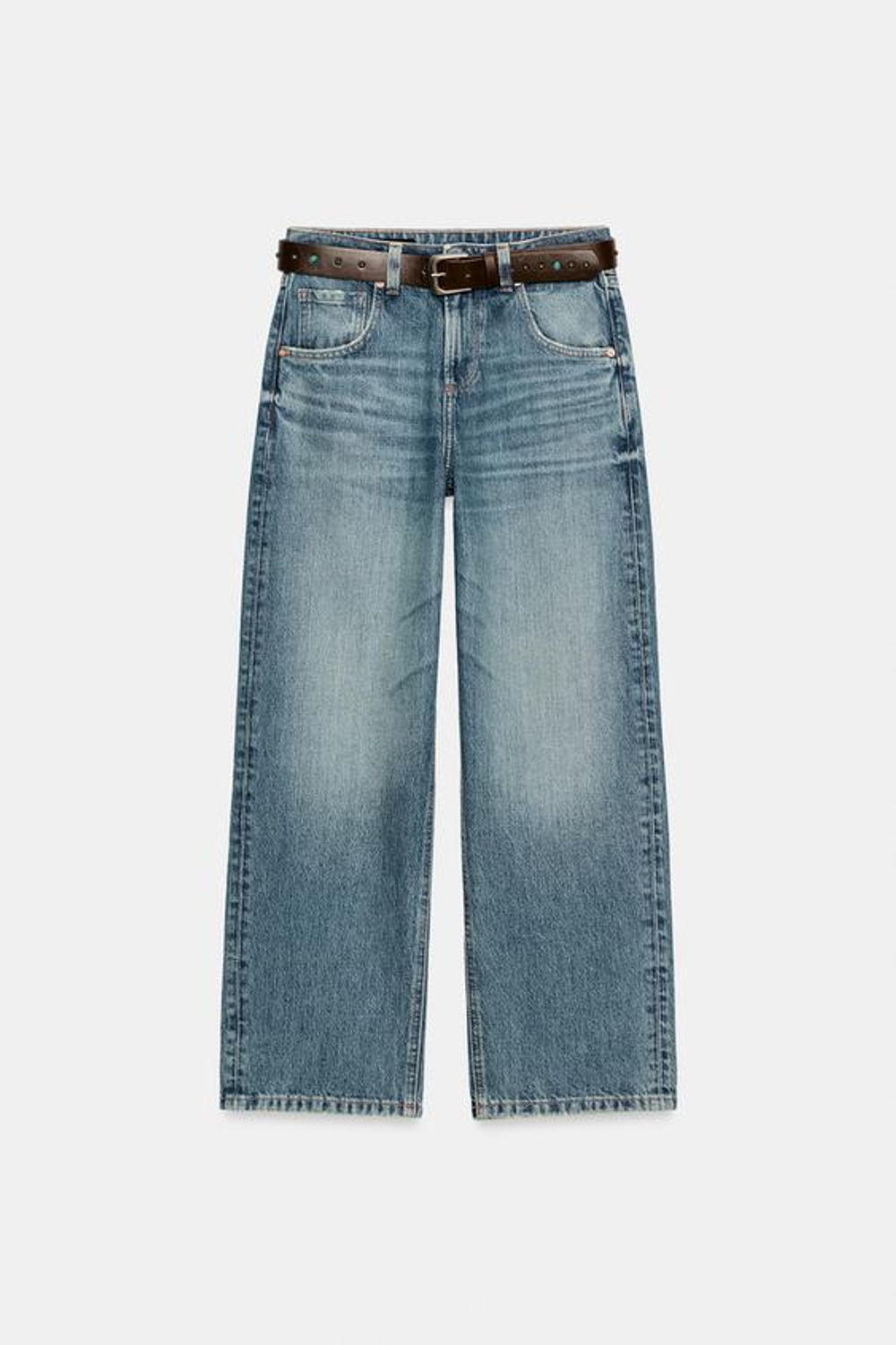 ZARA ДЖИНСЫ-КЮЛОТЫ Z1975 С ВЫСОКОЙ ПОСАДКОЙ И РЕМНЕМ, СИНИЙ
