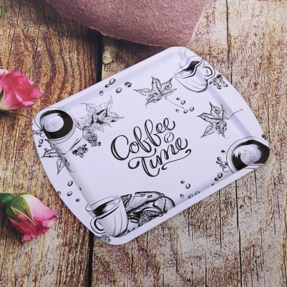Поднос жестяной «Coffee time» 24,5*19,5см, белый
