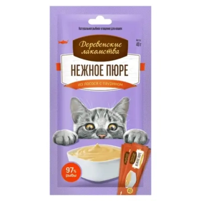 Деревенские лакомства "Нежное пюре из лосося" для кошек
