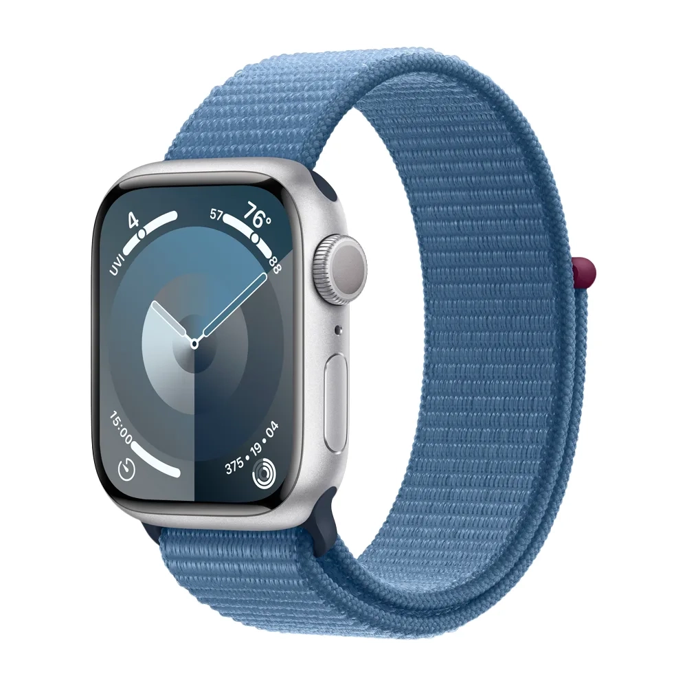 Умные часы Apple Watch Series 9 GPS, 41mm, Aluminium Case with Sport Loop, Silver/Storm Blue (Серебристый/Штормовой синий)