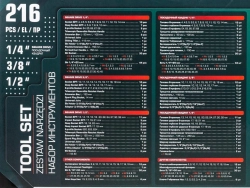 Набор инструментов 216пр. 1/4'', 3/8'', 1/2''(6гр.) RockFORCE LIGHT RF LIGHT-38841L