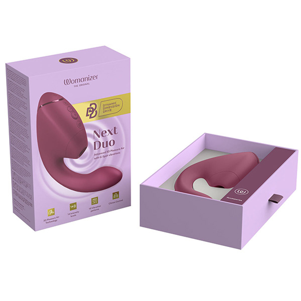 Розовый вибратор 19,5см с вакуумным стимулятором Womanizer Next Duo Dusky Pink WZ142SG3