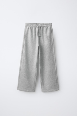 ZARA БРЮКИ WIDE LEG С ОТДЕЛКОЙ СТРАЗАМИ, СЕРЫЙ МЕЛАНЖ