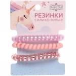 Резинки для волос силиконовые 3шт «The Star Collection», цвет розовая пудра, d-5,5см (блистер Единорог)
