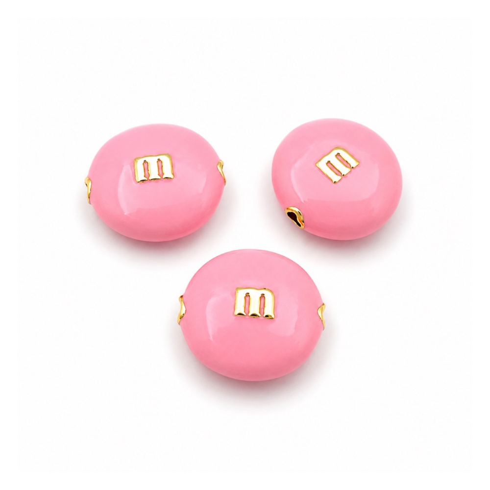Бусина m&m с эмалью, цвет золото - разные цвета эмали