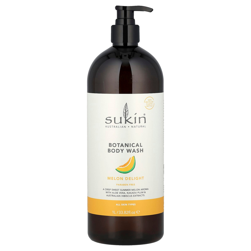 Sukin, Гель для душа с растениями, для всех типов кожи, дыня, 1 л (33,82 жидк. Унции)