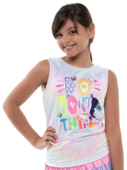 Футболка для девочки теннисная Lucky in Love Novelty Print Crafty Scribble Tie Back Tank Girls - разноцветный