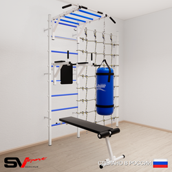Шведская стенка Sv Sport усиленная 62430 (Турник рукоход/Брусья/Скамья/Цепь/Мешок 30кг/Канатный лаз)