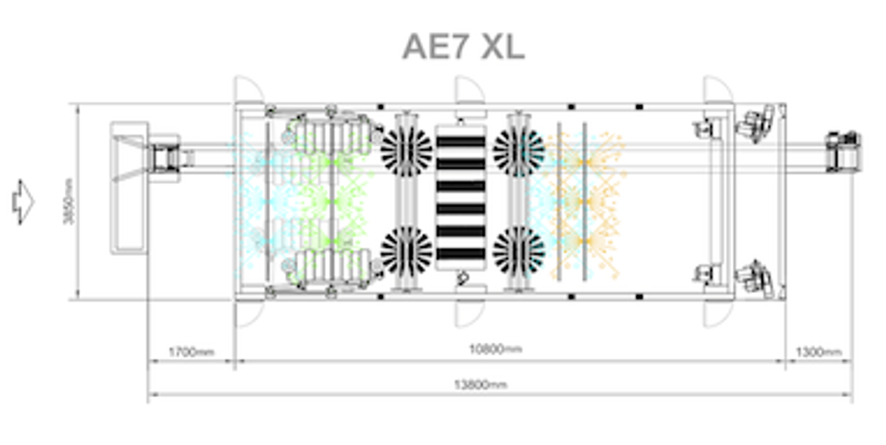АЕ.XL.7.21 Мойка туннельная автоматическая с 7-ю щётками и контурной сушкой, проездная высота 2,1 м