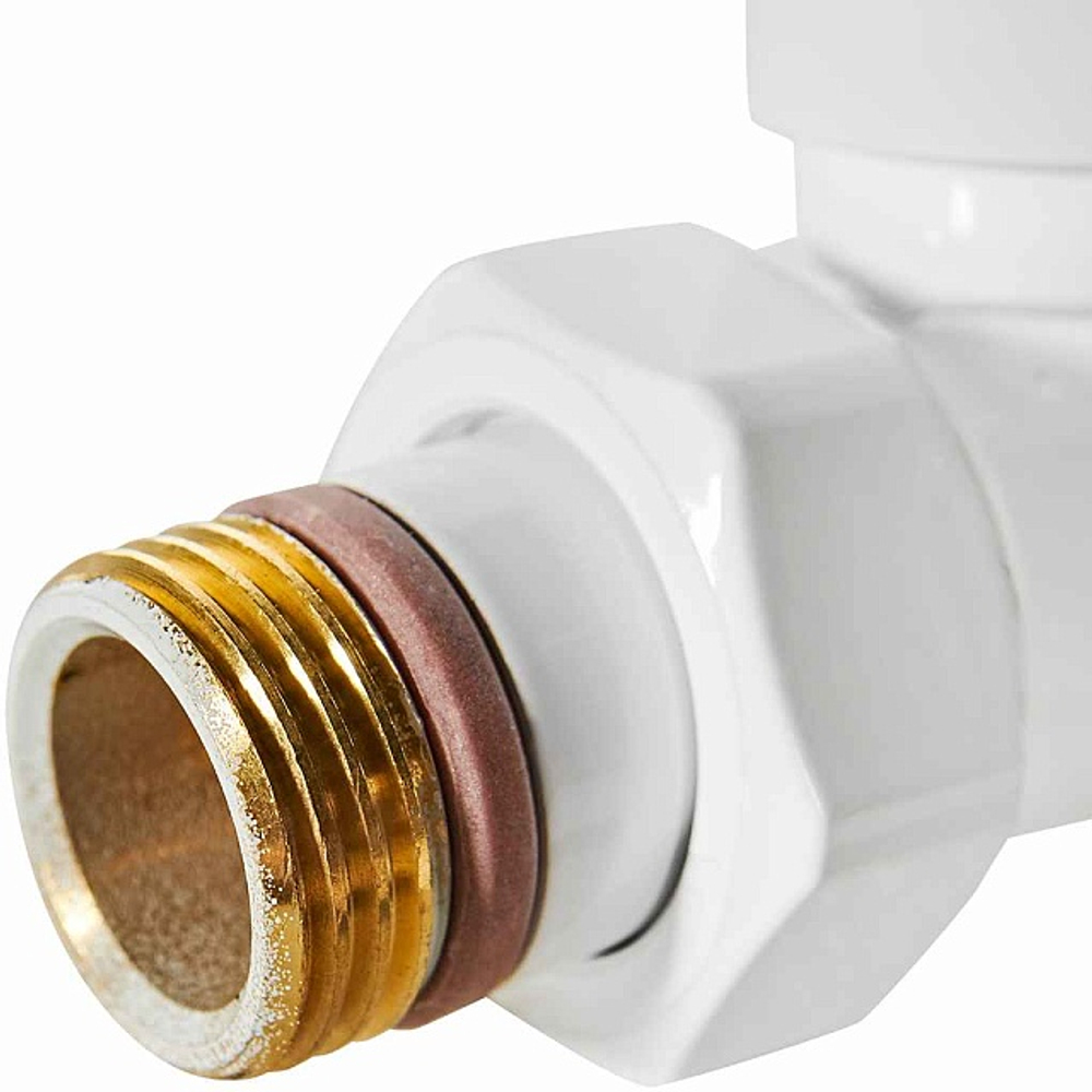 Клапан балансировочный прямой STOUT Design - 1/2" (ВР/НР-американка, PN10, Tmax 120°C, PTFE уплотнение, цвет белый)