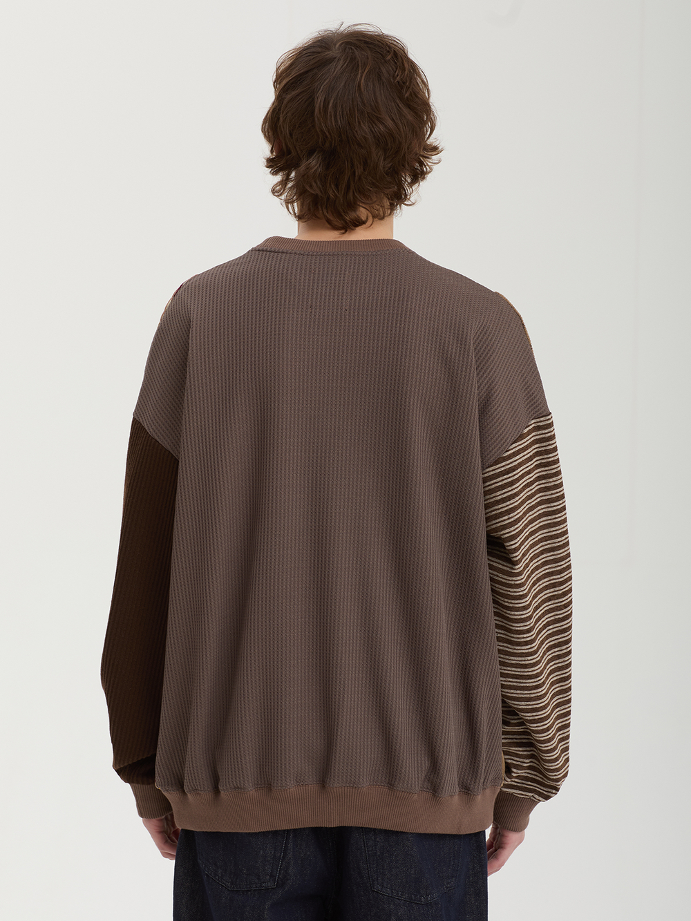 Мужской Свитер (Round-neck) Mixed Fabric Panel