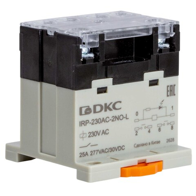 Реле силовое промышленное, 2NO, ком. ток 40А, AgSnO?, напряжение 220V DC, опция: светодиод