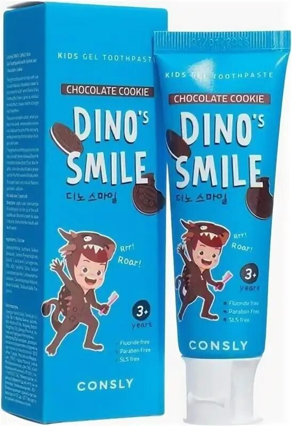 CNS KIDS Паста зубная гелевая детская Dino's Smile с ксилитом и вкусом шоколадного печенья, 60г Cons