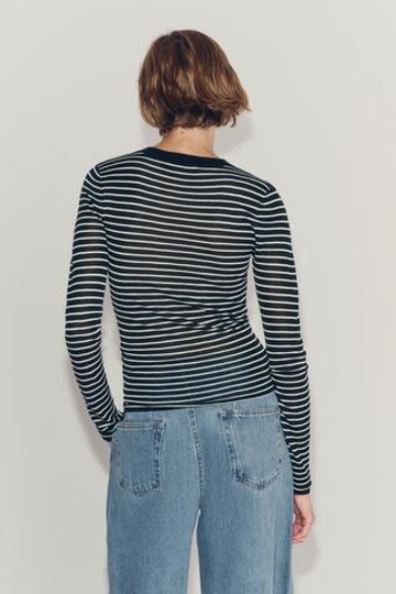 ZARA ПОЛУПРОЗРАЧНЫЙ ТРИКОТАЖНЫЙ ТОП, ПОЛОСКИ