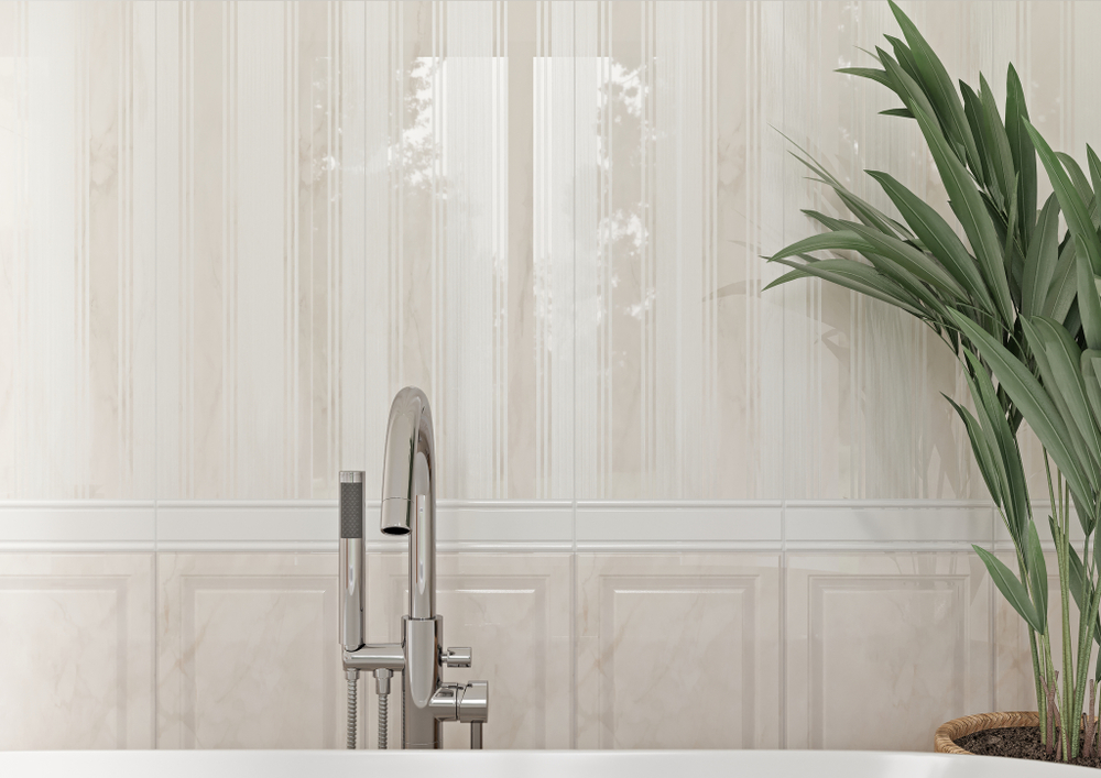 Керамик бел бордюр 02 / Ceramic white border 02  250х60 (1-й сорт)