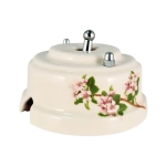 Тумблерный ретро выключатель фарфоровый розовые цветы Leanza Fiori Rosa ВР1Р / 1 Группа света