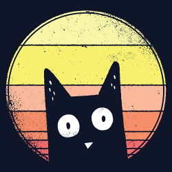 принт PewPewCat с котом для темно-синей футболки