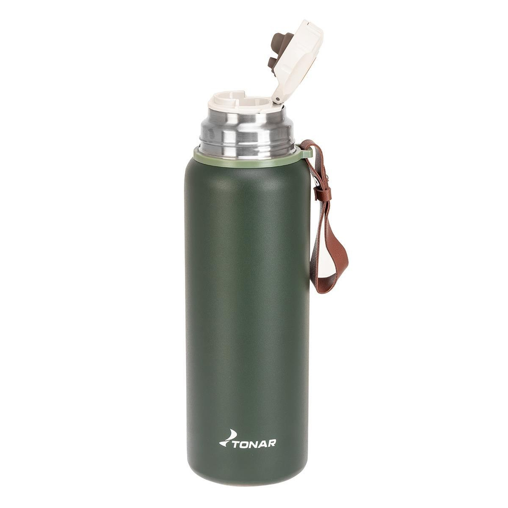 Термос T-KD-7030-0.9 900ML хаки (пробка-ситечко,крышка-кружка,ремешок)