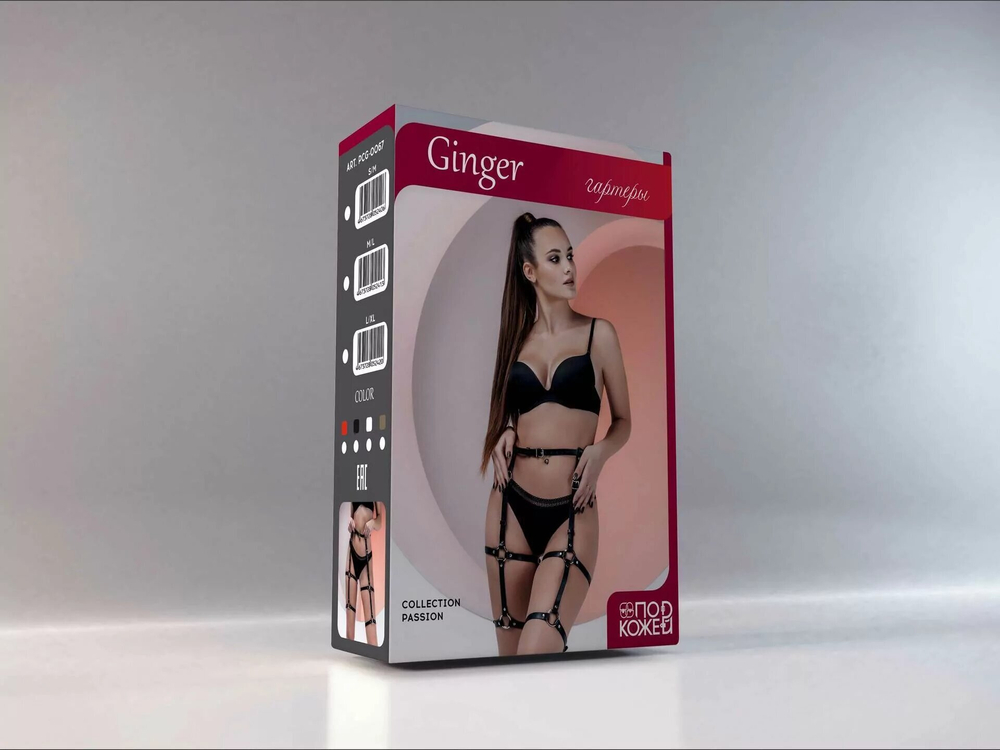 Гартеры Ginger кожа черный S/M