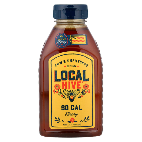 Local Hive, мед, So Cal, необработанный и нефильтрованный, 453,5 г (16 унций)