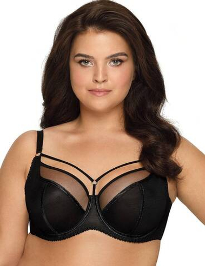 Бюстгальтер на косточках plus size с декоративными бретелями (Размер: 95G) (Цвет: черный)