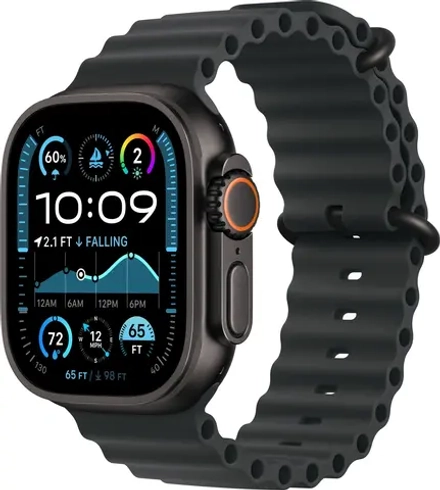Смарт-часы Apple Watch Ultra 2 49mm титан чёрного цвета, ремешок Ocean чёрного цвета (2024)