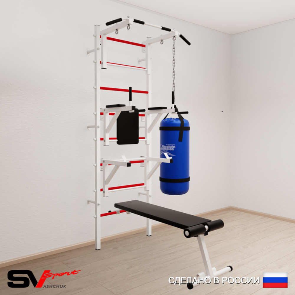 Шведская стенка Sv Sport 5071 (Турник стандарт/Брусья/Стойка/Скамья/Цепь/Мешок 15кг)