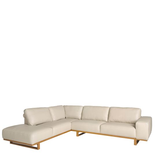 Угловой диван с левым шезлонгом 6204/5603-L-T541011 Angel Cerda из песочной кожи